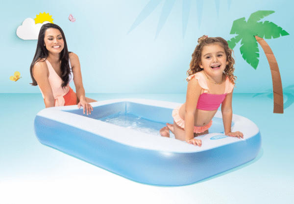 INTEX 65" x 39" x 11" Rectangular Inflatable Kiddie Pool Blue - Image 2
