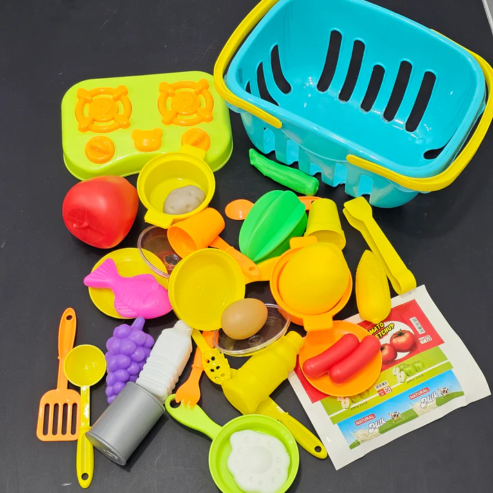 Kids Kitchen Set with Accessories β Basket Cooking Playset