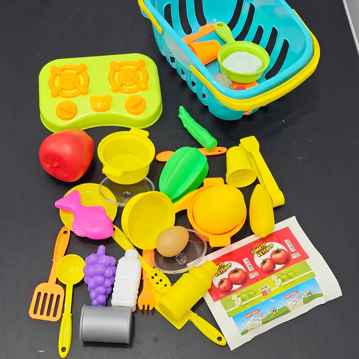 Kids Kitchen Set with Accessories β Basket Cooking Playset - Image 2