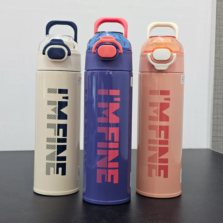 DIYI "I Am Fine" Stainless Steel Water Bottle – 500ml | Stylish & Durable