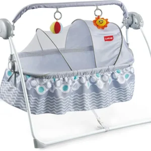 R.C Baby Swing with Sun Canopy & Mosquito Net – Soft Rattles, Music & 5 Swing Modes